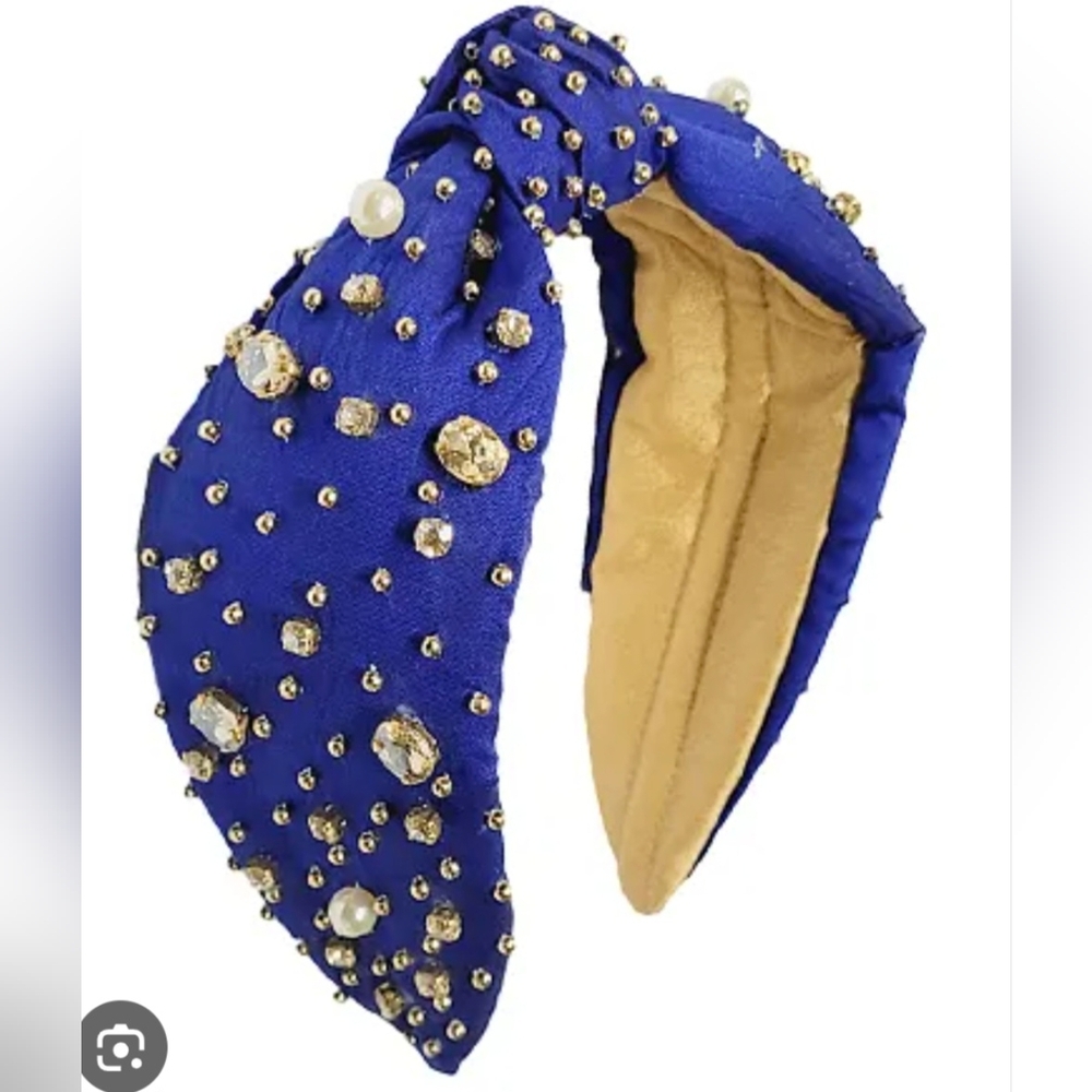Boutique Blue and Gold Embellished Headband